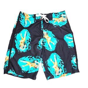 NWOT RQQBA YM's Black Green Swimming Women Board Shorts Men's